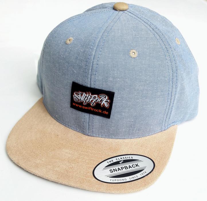 Swift Rock Two Tone Snapback Label Cap Baby Blue - Beige