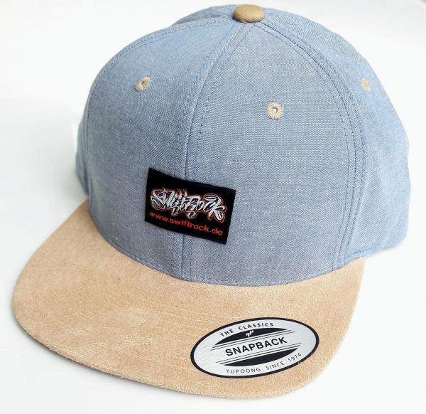 Swift Rock Two Tone Snapback Label Cap Baby Blue - Beige